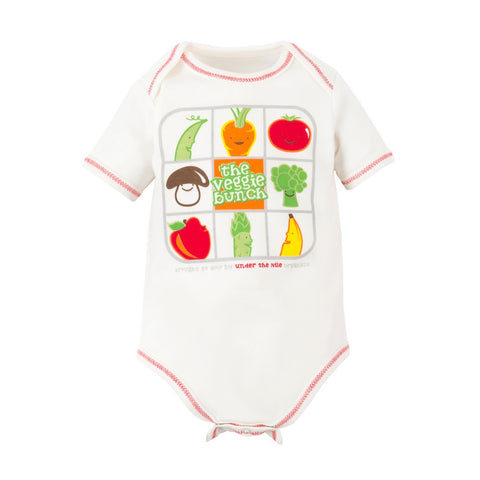 Baby Veggie Bunch Print Short Sleeve Lap Shoulder Bodysuit