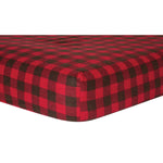 Brown and Red Buffalo Check Deluxe Flannel Fitted Crib Sheet