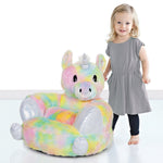 Children's Plush Rainbow Unicorn Character Chair